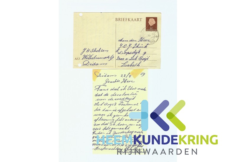 declatatie briefkaart L.Boys 1959